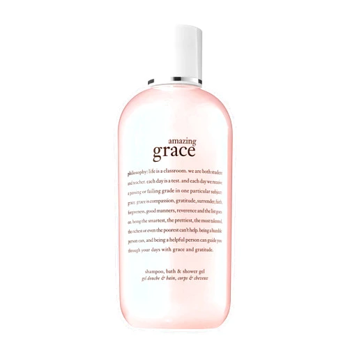 philosophy amazing grace 3-in-1 shampoo, shower gel & bubble bath - luxurious rich & lathering formula - skin is left soft & moisturized - hair is left clean & conditioned
