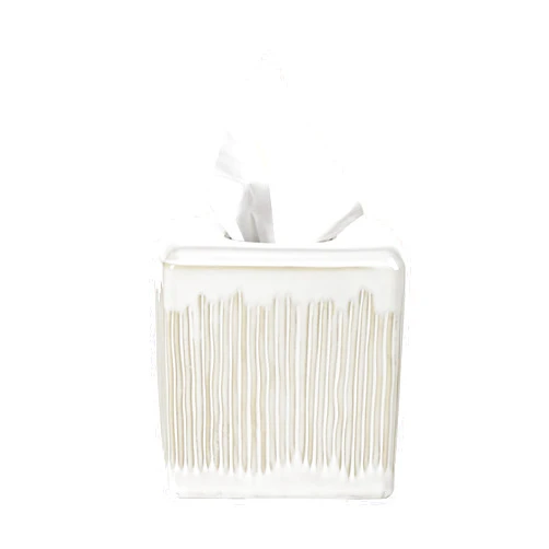 Motifeur Bathroom Accessories - Ceramic Tissue Holder, Decorative Square Tissue Cover Box (Ivory White)