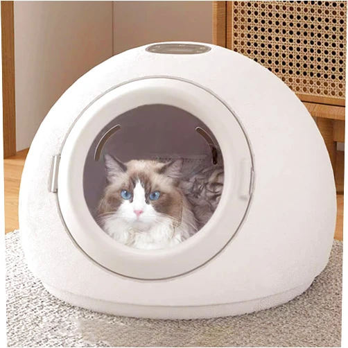 Naturalpowev Round Pet Dryer, 55L Electric Automatic Efficient Drying Machine with Temperature Control and Timer, 360 Drying Cat Dryer Machine for Cats, Dogs Hair,220V