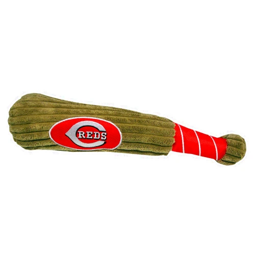 Pets First MLB CINCINNATI REDS Baseball Bat Toy for DOGS & CATS. Soft Corduroy Plush with Inner SQUEAKER