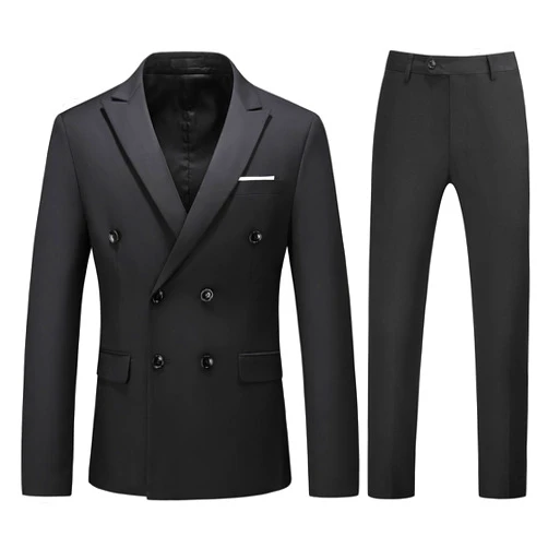 KUDORO Mens Suits Slim Fit 2 Piece Double Breasted Blazer Tuxedo Suit Set for Men Casual Wedding Casual Business