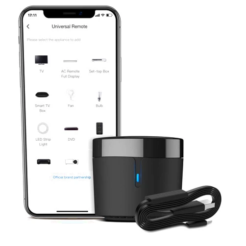 BroadLink RM4mini Smart Remote Hub with Sensor Cable -WiFi IR Blaster for TV Remote, Smart AC Controller, Works with Alexa/Google Home/IFTTT