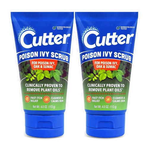 Cutter Poison Ivy, Oak, and Sumac Scrub - Fast Itch Relief, Gentle Cleansing, Natural Exfoliation for Soothing Skin Care, Fragrance-Free. Outdoor Essential for Hiking, Camping, Hunting, and Gardening.