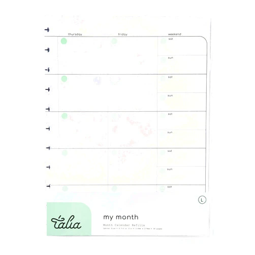 Talia Discbound Notebook Refills (Monthly Undated Layout, Letter (8.5in x 11in))