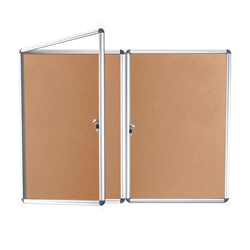VIZ-PRO Tamperproof Lockable Cork Noticeboard Class 1 Aluminium Framed 36x24 Inches, Pack of 2