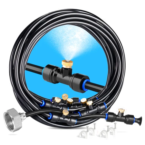 HOMENOTE Misting Cooling System, 26FT (8M) Misting Line + 7 Brass Mist Nozzles + Brass Adapter(3/4