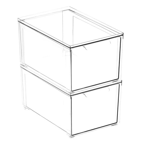 mDesign Plastic Closet Organizer Bin w/Pull Out Drawer - Stackable Storage for Closet - Organization for Shoes, Clothes, Bags, Totes, Small Linens, and More - Lumiere Collection - 2 Pack - Clear
