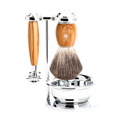 MÜHLE VIVO 4-piece Pure Badger Modern Safety Razor Luxury Wet Shaving Set - Perfect for Every Day Use, Barbershop Quality Close Smooth Shave