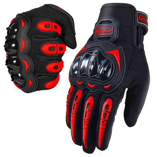 BIHAIZG Motorcycle Gloves for Men and Women Full Finger Touchscreen Mountain Dirt Bike Gloves for Powersports BMX ATV MTB Driving Motocross Cycling Gloves(L, Red)