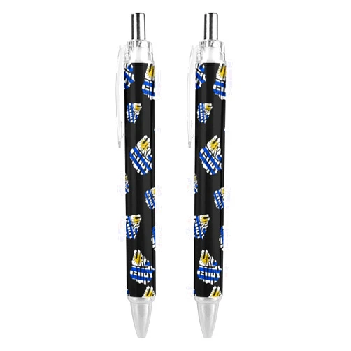 Generic Uruguayan Flag Map Uruguay Black Retractable Ballpoint Pen 0.5mm Fine Point Work Pen Quick Dry Smooth Write Pens