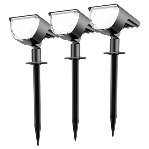 JIORRIO Solar Spot Lights Outdoor Solar Lights Outdoor Waterproof IP65 Solar Powered Outdoor Lights, Solar Landscape Spotlights Outdoor Solar Lights (White, 3 Packs)
