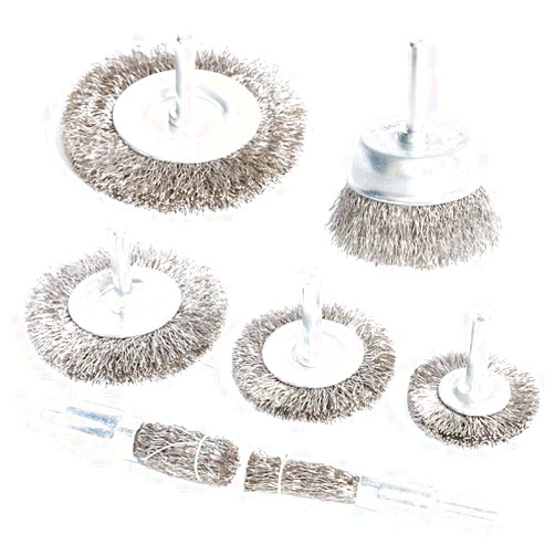 FPPO 7PCS Stainless Steel Wire Wheel Brush, Coarse Crimped Cup Brush and End Brush Kit,Wire Brushes for Use in Machines