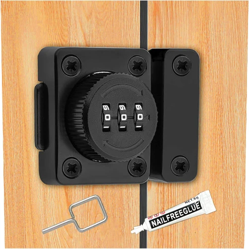Generic Cabinet Door Password Lock Mechanical Keyless Combination Cabinet Lock Cabinet Password Latch Rotary Drawers Lock for One-Way Door Office File Storage Closet Cabinet（Black）