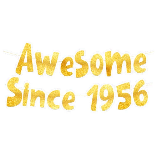 Sterling James Co. Awesome Since 1956 Gold Glitter Banner - 69th Birthday and Anniversary Party Decorations