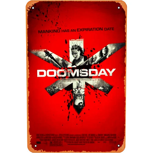 Muecddoa Vintage Doomsday movie poster Tin Sign,Movie Television Poster Gift Wall Decor Art for Gift Film TV Karaoke Man Cave Musical Bars,Restaurants,Cafes,Bar Club,Pubs8 x12 inches. Inch Metal Signs.