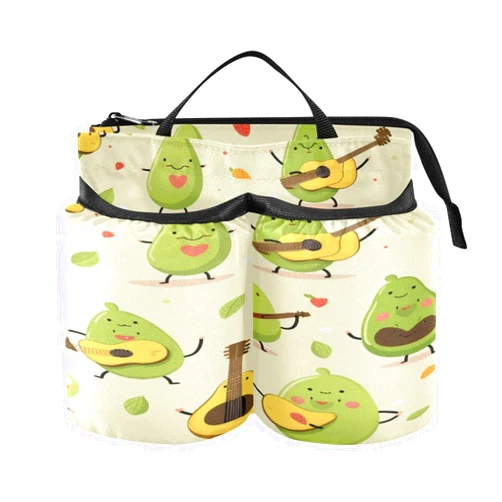 Zhirexin Cartoon Avocado Singer Travel Luggage Cup Holder Universal Tuegher Drink Carrier Drinks Carrier Bag with 2 Tow Cups for Flight Attendants Business Travelers Travel Essentials