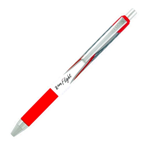 Zebra Pen Z-Grip Flight Retractable Ballpoint Pen, Bold Point, 1.2mm, Red Ink, 12-Count