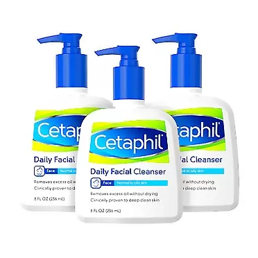 Cetaphil Face Wash by Cetaphil, Daily Facial Cleanser for Combination to Oily Sensitive Skin, 8 oz Pack of 3, Gentle Foaming Deep Clean Without Stripping 8 Ounce (Pack of 3) Daily Facial Cleanser