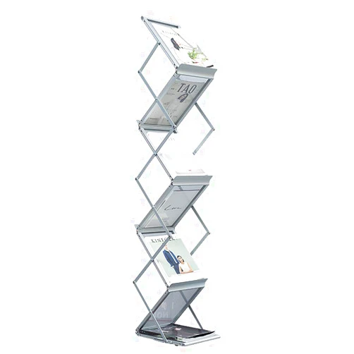 GFYWZZ Magazine Brochure Holder Rack,Literature Catalog Stand Trade Show Display Rack Aluminium Case, Portable Pop Up 6 Clear Pocket