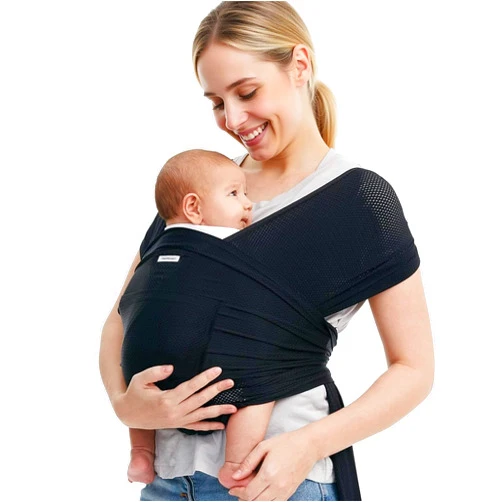 Momcozy Baby Carrier AirMesh - The Perfect Summer Sling for Newborns to Toddler 8-35 lbs - Cooling Fabric Baby Wrap, Hands Free, Lightweight and Ergonomic, Black