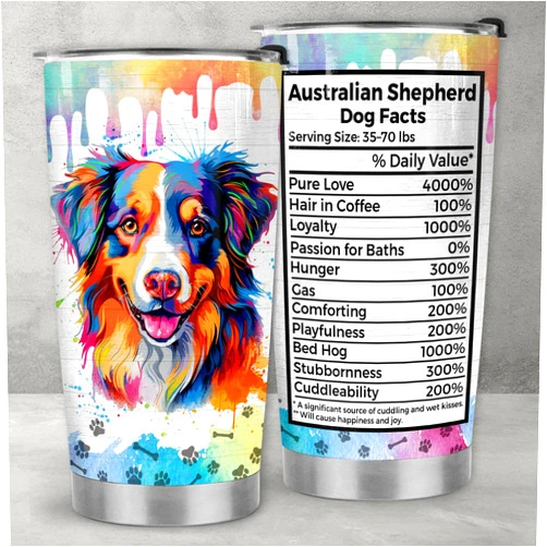 Limima Australian Shepherd Tumbler - Unique Gift for Aussie Lovers | Ideal for Birthdays, Anniversaries, Valentine’s Day | Unique Australian Shepherd Gifts for Aussie Moms and Aussie Dads