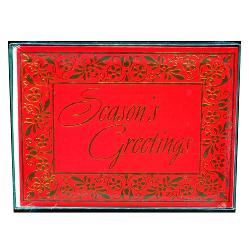 BobbiBop Box of 18 “Special Thoughts” 5-X-7-Inch Holiday Cards & Envelopes – Christmas, Xmas, Seasons Greetings – Season's Greetings - Red & Gold