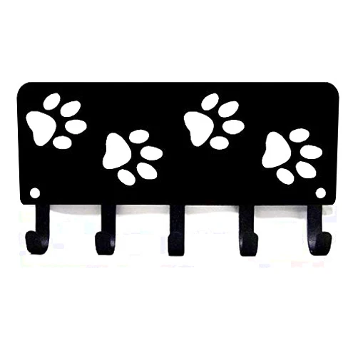 The Metal Peddler Walking Paws Key Rack Hanger & Dog Leash Organizer - Large 9 inch Wide - Made in USA Gifts for Dog Lovers