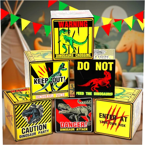 Dinifee 6 Pcs Halloween Dinosaur Decorations Large Dinosaur Zone Party Decorations Dino Party Box 12 Inch Dinosaur Theme Party Boxes Decorations Dinosaur Birthday Party Supplies