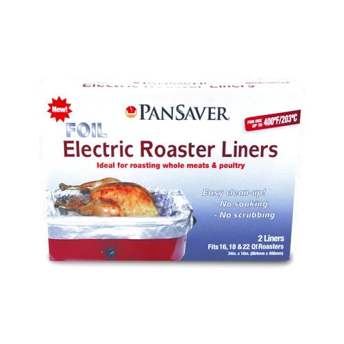 PanSaver Cooking Liners - Disposable Electric Roasting Pan Liners for Instant Cleanup with No Scrubbing - Foil, 2 Count