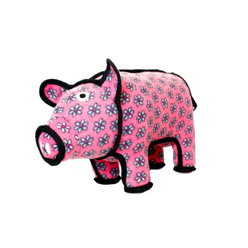 TUFFY - World's Tuffest Soft Dog Toy - Barnyard Pig- Multiple Layers. Made Durable, Strong & Tough. Interactive Play (Tug, Toss & Fetch). Machine Washable & Floats