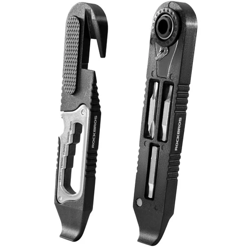 ROCKBROS Bike Tire Levers Kit - 14 in 1 Portable Bike Multitool with Mini Ratchet Wrench, Bike Tire Levers, Cone Wrenches & File Blade for MTB, Road Bicycle