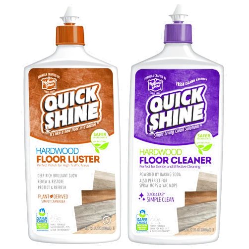 Quick Shine Hardwood Floor Cleaner & Wood Floor Polish w/Plant-Derived Carnauba 2-27oz Bottles, Removes Scratches, Safer Choice, A Clean That Can Be Seen