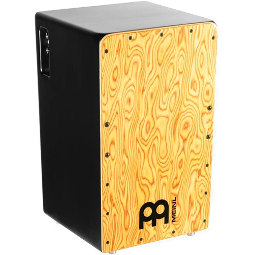 Meinl Percussion Meinl Pickup Cajon Box Drum with Internal Strings for Snare Effect - NOT MADE IN CHINA - Makah Burl Frontplate / Baltic Birch Body, Woodcraft Professional, 2-YEAR WARRANTY (PWCP100MB)