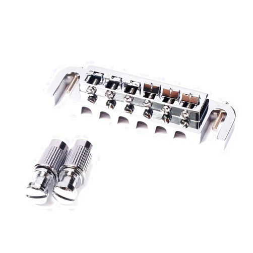 SUPVOX Wraparound Roller Bridge Saddle Tailpiece Combo Chrome for LP Style Electric Guitar Replacement Parts Accessories (Silver)