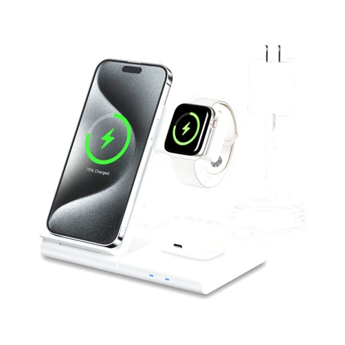 WATOE Charging Station for Apple Multiple Devices, Foldable 3 in 1 Wireless Charger for iPhone 16 15 14 13 Pro Max Plus &Apple Watch 10 9 Ultra 8 7 6 5 4 3 2 SE/AirPods Pro 4 3 2