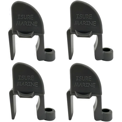 ISURE MARINE 4 Pcs Boat Fender Clips， Boat Quick Adjust Pontoon Boat Square Rail Fender Cleats/Clips/Hanger for Bumpers Black