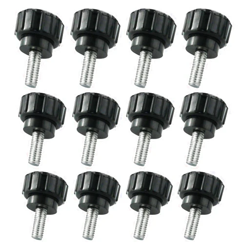ZZLZX M4 x 10 mm Thumbscrew ZZLZX 12PCS M4 x 10 mm Carbon Steel Threaded Knurled Thumb Screw, Black Round Grip Knobs Thumb Screw for Machinery Latche, Clamping Screws