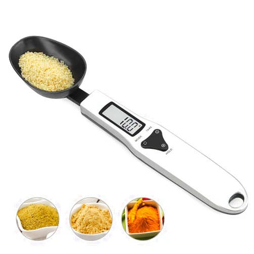 3T6B Kitchen Digital Measuring Spoon Food Scale Digital Multi-Function Small Digital Spoon Scale, Weight from 0.1 Grams to 500 Grams Support Unit g/oz/gn/ct (with 2 AAA Batteries)-LCD Display