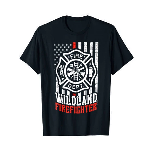 BoredKoalas Wildland Firefighter Shirts Gifts USA Flag Wildland Fire Department Patriotic Firefighter Gift T-Shirt