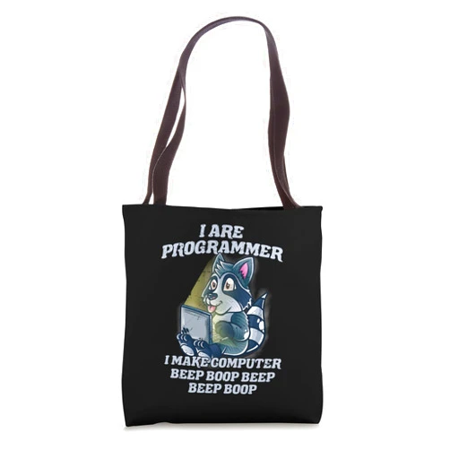 BCC Raccoon Shirts & Trash Panda Gifts I Are Programmer Introvert Geek IT Nerd Raccoon Computer Tote Bag