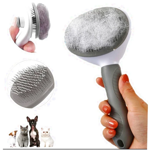 Generic Pet Hair Brush for Small Dogs and Cats, Long Handle, Lightweight, Gray, grey