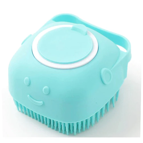 Beats of bliss Dog Cat Bath Brush with Shampoo or Soap Dispenser, useful for Grooming, Washing and Massaging your Pet with Soft silicone Rubber Bristles