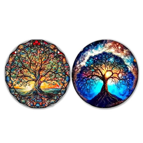 OFRKE 2-Piece Diamond Painting Kits for Adults，5D DIY Full Drill Round Art Gems Tree of Life Art Perfect for Home Wall Deco Diamond 12