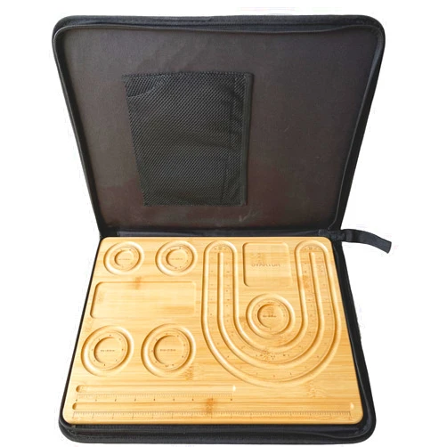 Svartur Combi Bamboo Beading Board with Zipper Storage Case, Imperial Measurements Marked Wood Bead Design Board for Bracelet, Necklace, Bead Mat for Jewelry Making Tray, 15.35 * 11.42 * 0.39