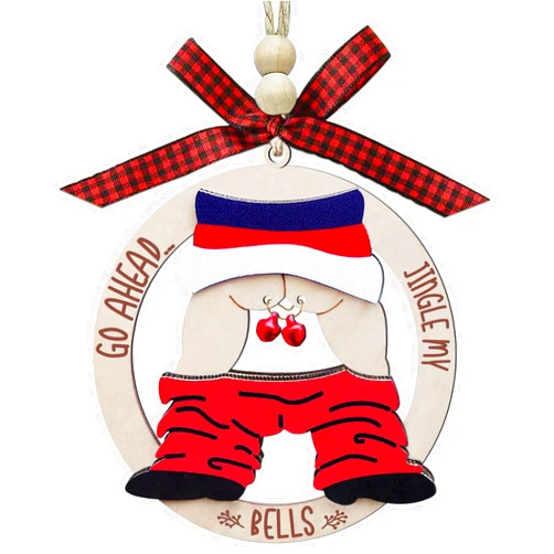 JUNQIU US Funny Christmas Ornaments 2025, Exchange Funny Ornaments for Adults, Naughty Ugly Christmas Tree Ornaments Wooden, Inappropriate Dirty Santa Ornament - Unique Christmas Ornaments