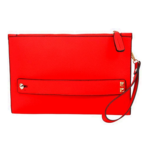 NIGEDU Women Envelope Clutch Bag PU Leather Female Day Clutches Large Purse Evening Bags with Wrist Strap