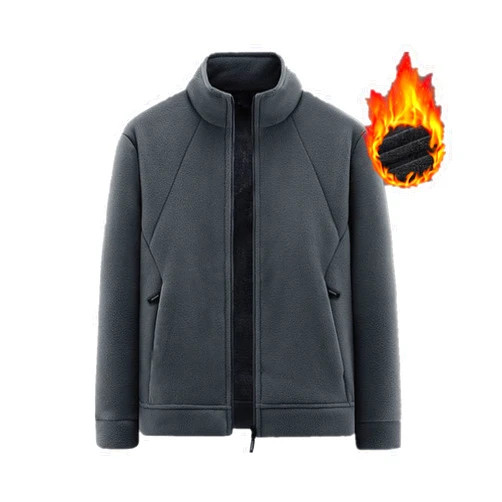 FTEOXLC Men's Full-Zip Polar Fleece Jacket Winter with Pocket Thick Warm Heat Retention Outdoor Coat for Men