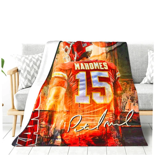 Generic Blanket Throws Flannel for Couch Sofa Bed Home Decor Gift Sports Football Fans (Mahomes, 40x50inch)