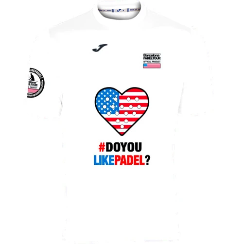 Barcelona Padel Tour - Joma Men's Short Sleeve Crew - in Breathable Micro Mesh Fabric with Love Padel Heart and Country Flags