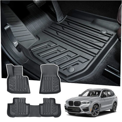 Powerty Floor Mats for 2018-2024 BMW X3 / 2019-2024 BMW X4, Custom Fit for X3 X4 Accessories, 3D TPE All Weather Car Mats Heavy-Duty Floor Liners (Fit All Models)